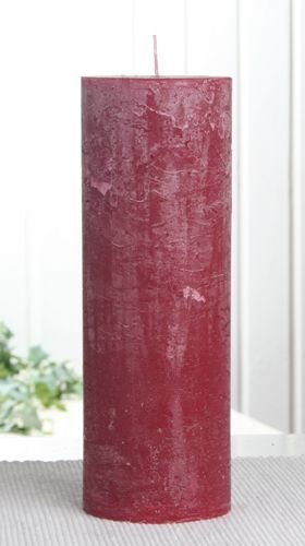 Rustik-Stumpenkerze, 20 x 7 cm Ø, rubinrot-bordeaux von CandleCorner Rustik-Kerzen