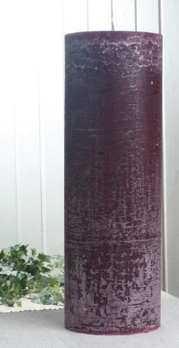 Rustik-Stumpenkerze, 30 x 10 cm Ø, pflaume-burgund von CandleCorner Rustik-Kerzen