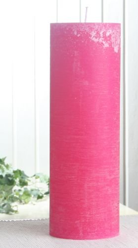 Rustik-Stumpenkerze, 30 x 10 cm Ø, pink von CandleCorner Rustik-Kerzen