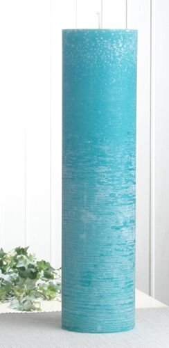 Rustik-Stumpenkerze, 40 x 10 cm Ø, aqua-türkis von CandleCorner Rustik-Kerzen