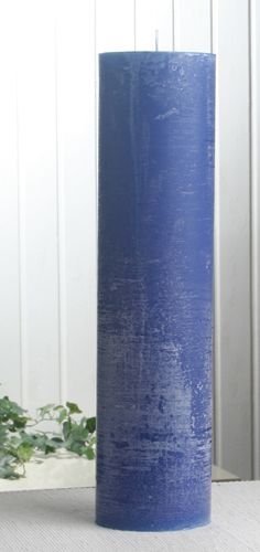 Rustik-Stumpenkerze, 40 x 10 cm Ø, blau von CandleCorner Rustik-Kerzen