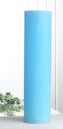 Rustik-Stumpenkerze, 40 x 10 cm Ø, hellblau von CandleCorner Rustik-Kerzen