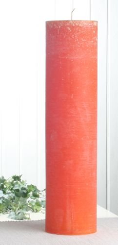 Rustik-Stumpenkerze, 40 x 10 cm Ø, mandarin-orange von CandleCorner Rustik-Kerzen