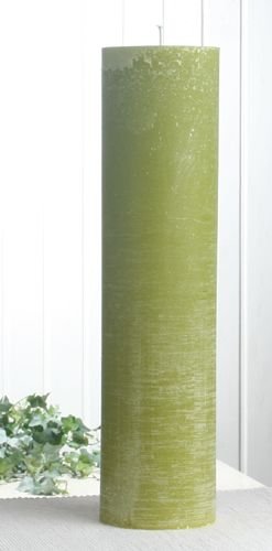 Rustik-Stumpenkerze, 40 x 10 cm Ø, pistaziengrün von CandleCorner Rustik-Kerzen