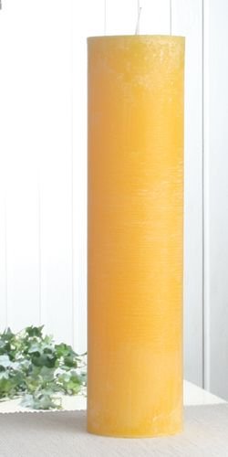 Rustik-Stumpenkerze, 40 x 10 cm Ø, zitronengelb von CandleCorner Rustik-Kerzen