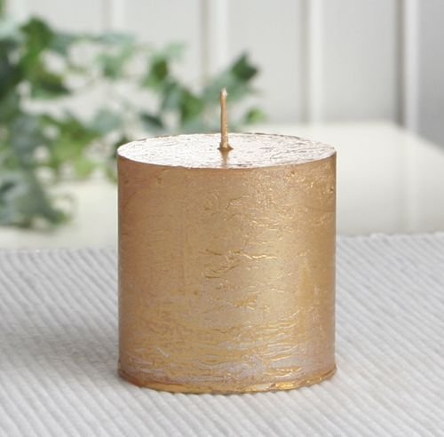 Rustik-Stumpenkerze, 5 x 5 cm Ø, gold-metallic von CandleCorner Rustik-Kerzen