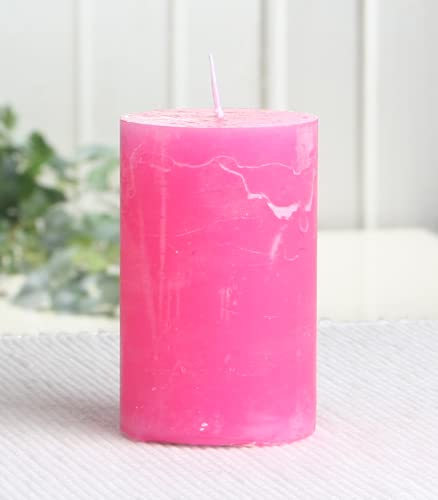 Rustik-Stumpenkerze, 8 x 5 cm Ø, pink von CandleCorner Rustik-Kerzen