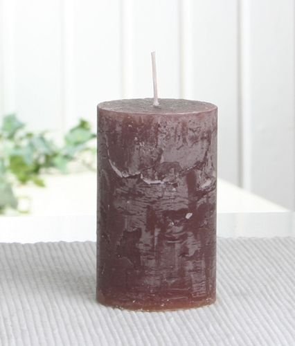 Rustik-Stumpenkerze, 8 x 5 cm Ø, kaffeebraun von CandleCorner Rustik-Kerzen