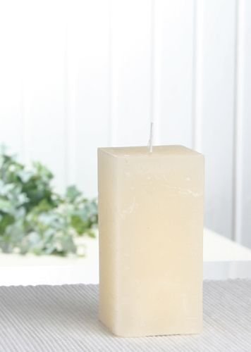 Rustik-Stumpenkerze, viereckig, 10 x 5 x 5 cm Ø, creme von CandleCorner Rustik-Kerzen