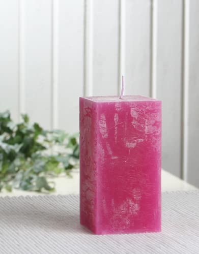 Rustik-Stumpenkerze, viereckig, 10 x 5 x 5 cm Ø, fuchsia von CandleCorner Rustik-Kerzen