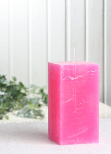Rustik-Stumpenkerze, viereckig, 10 x 5 x 5 cm Ø, pink von CandleCorner Rustik-Kerzen