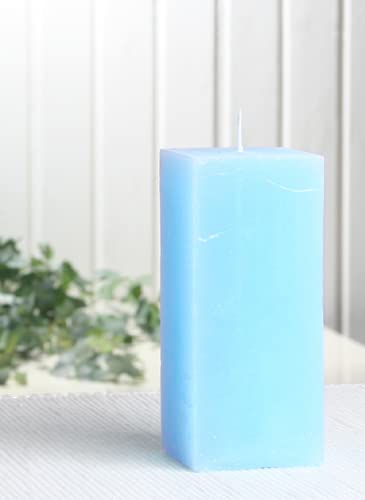 Rustik-Stumpenkerze, viereckig, 12 x 5 x 5 cm Ø, hellblau von Candle Corner