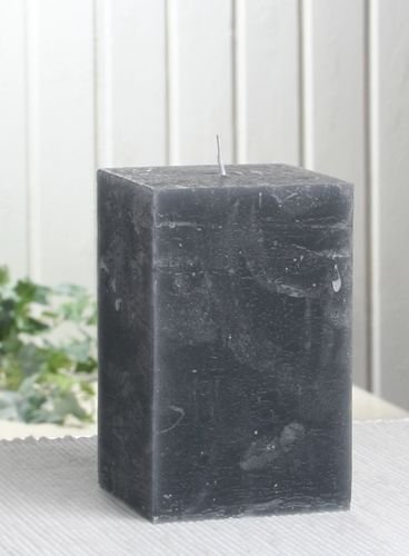 Rustik-Stumpenkerze, viereckig, 12x7,5x7,5 cm, anthrazit-schwarz von CandleCorner Rustik-Kerzen