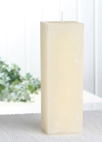 Rustik-Stumpenkerze, viereckig, 15 x 5 x 5 cm Ø, creme von CandleCorner Rustik-Kerzen