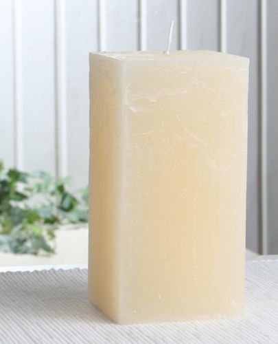 Rustik-Stumpenkerze, viereckig, 15 x 7,5 x 7,5 cm Ø, creme von CandleCorner Rustik-Kerzen