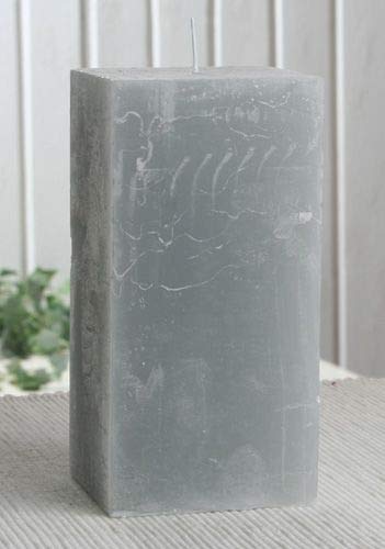 Rustik-Stumpenkerze, viereckig, 15 x 7,5 x 7,5 cm Ø, grau von CandleCorner Rustik-Kerzen