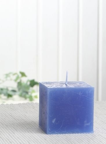 Rustik-Stumpenkerze, viereckig, 5 x 5 x 5 cm Ø, blau von CandleCorner Rustik-Kerzen
