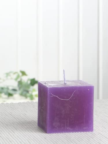 Rustik-Stumpenkerze, viereckig, 5 x 5 x 5 cm Ø, lila-violett von CandleCorner Rustik-Kerzen