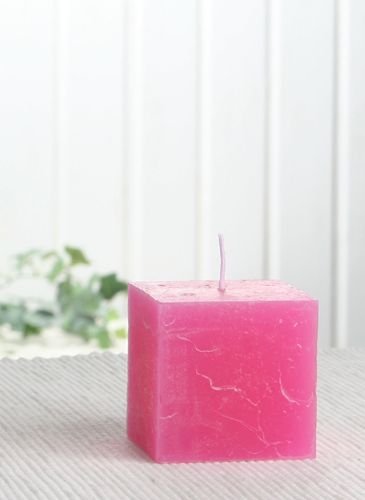 Rustik-Stumpenkerze, viereckig, 5 x 5 x 5 cm Ø, pink von CandleCorner Rustik-Kerzen