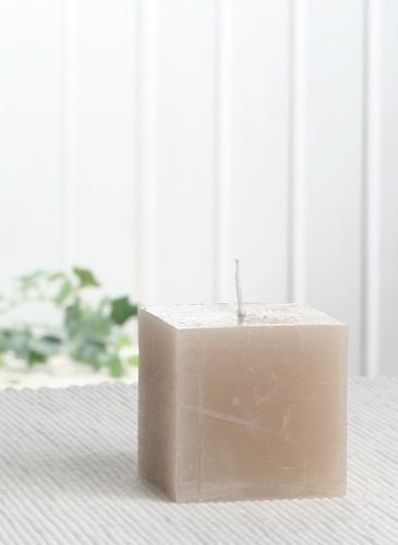 Rustik-Stumpenkerze, viereckig, 5 x 5 x 5 cm Ø, sand von CandleCorner Rustik-Kerzen