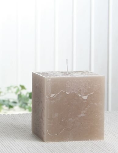 Rustik-Stumpenkerze, viereckig, 7,5 x 7,5 x 7,5 cm Ø, sand von CandleCorner Rustik-Kerzen