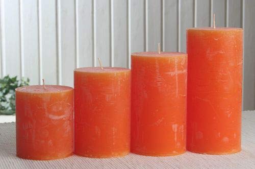 Rustik-Stumpenkerzen-Adventsset, groß, 7 cm Ø, Mandarin-orange von CandleCorner Rustik-Kerzen