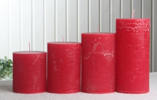 Rustik-Stumpenkerzen-Adventsset, groß, 7 cm Ø, rot von CandleCorner Rustik-Kerzen