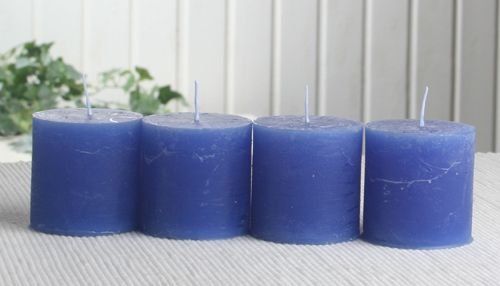 SET: 4x Rustik-Stumpenkerze, 5 x 5 cm ?, blau von CandleCorner Rustik-Kerzen