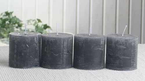 Set: 4X Rustik-Stumpenkerze, 5 x 5 cm Ø, anthrazit-schwarz von CandleCorner Rustik-Kerzen