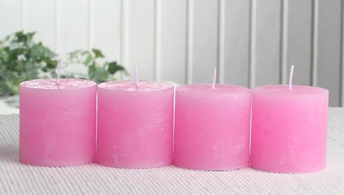 SET: 4x Rustik-Stumpenkerze, 5 x 5 cm Ø, rosa von CandleCorner Rustik-Kerzen