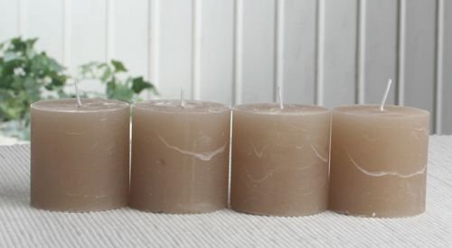 Set: 4X Rustik-Stumpenkerze, 5 x 5 cm Ø, Sand von CandleCorner Rustik-Kerzen