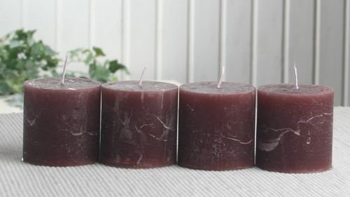 Set: 4X Rustik-Stumpenkerze, 5 x 5 cm Ø, kaffeebraun von CandleCorner Rustik-Kerzen