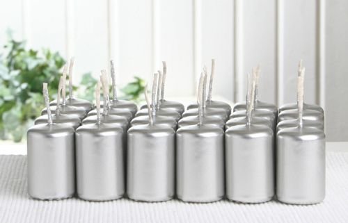 Baumkerzen / Mini-Stumpenkerzen 5x3 cm (24er Pack), silber von CandleCorner Weihnachtskerzen