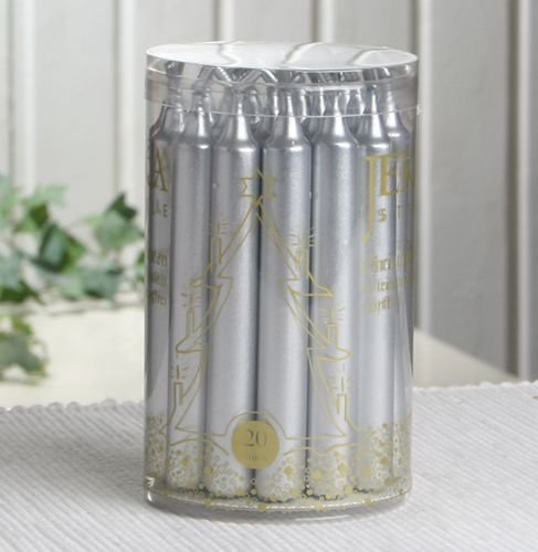 CandleCorner Weihnachtskerzen Premium-Baumkerzen Trend (20er Dose), Silber-metallic von CandleCorner Weihnachtskerzen