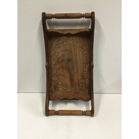 Handgeschnitztes Handgemaltes Dekoratives Holz Serviertablett von CandleLiteGiftShop