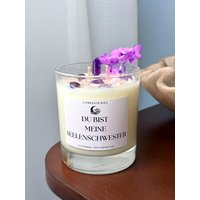 Duftkerze Mit Amethyst & Rosenquarz - Sojawachs | Spirituelle Edelstein-Kerze Geschenk Für Seelenschwester Handgemacht von CandlesOfSoul