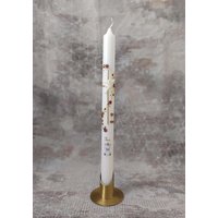 Handgefertigte Und Personalisierte Taufkerze Junge Mädchen Blumenranke Dunkelrot Zebra von CandlesTaferner