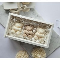 Teddybär Kerzen Geschenkset | Rosen Teddybär Kerzen Geschenkidee Für Sie Gastgeschenke Hochzeit Taufe von CandlesandFlames