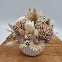 Kerzen-Blumenstrauß Mit Duft Und Trockenblumen in Handgegossener Keraflott-Schale Braun/Weiß Kerzen-Blumenstrauß Mit Duft Und Trockenblumen in Handgegossener Keraflott-Schale Braun/Weiß von Candlesliebe