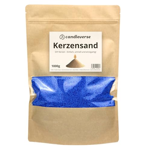 Candleverse Kerzensand Blau 1000g | Wachsgranulat inkl. Dochte Kreative DIY-Kerzen von Candleverse