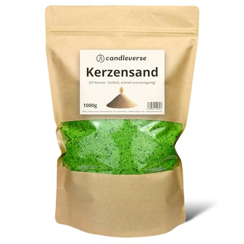 Candleverse Kerzensand Grün 1000g | Wachsgranulat inkl. Dochte Kreative DIY-Kerzen von Candleverse