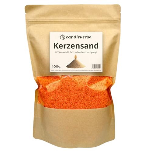 Candleverse Kerzensand Orange 1000g | Wachsgranulat inkl. Dochte Kreative DIY-Kerzen von Candleverse