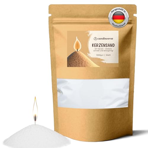 Candleverse Kerzensand Weiß 1000g | Wachsgranulat inkl. Dochte | Kreative DIY-Kerzen von Candleverse