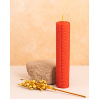 Bienenwachssäule 20cm - Scarlet Honig Handgemachte Natürliche Kerze Handgerolltes Heimgeschenk Baumwolldocht Wohnzimmer Duftdeko von Candlys