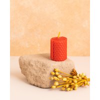 Bienenwachssäule 5cm - Scarlet Honig Handgemachte Natürliche Kerze Handgerolltes Heimgeschenk Baumwolldocht Wohnzimmer Duftdeko von Candlys