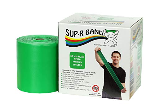 CanDo Trainingsband LATEXFREI / Widerstandsband / Gymnastikband - Länge 45 m - grün (medium) von Cando