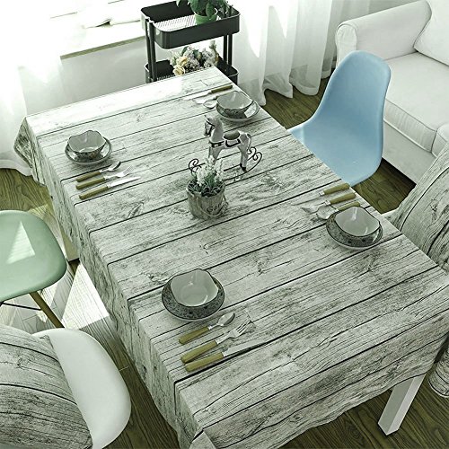 candora® Baumwolle Tischdecke Tisch Cover Vintage Retro Simulation Holzmaserung bedruckt Tee Tisch Tuch Baumwolle Stoff Esstisch Cover für, Kaffee, Party, Service, Küche, Restaurant, braun, 140X180cm/55*70In von Candora