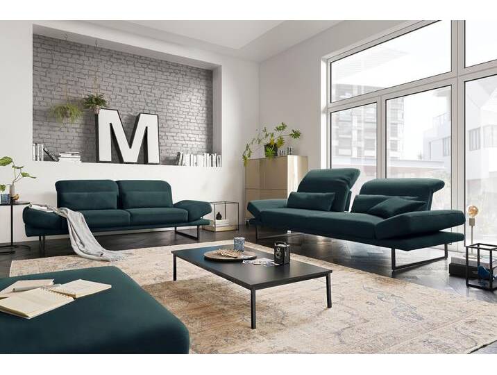 2-Sitzer 3C CANDY Mallow Designsofa mit Komfortfunktionen, modern und bequem , blau (petrol), B:228cm H:83cm T:103cm, 100% Polyester, Sofas, Verstellbare Armlehne und Kopfteil, manuelle Sitztiefenverstellung von Candy-Polstermöbel