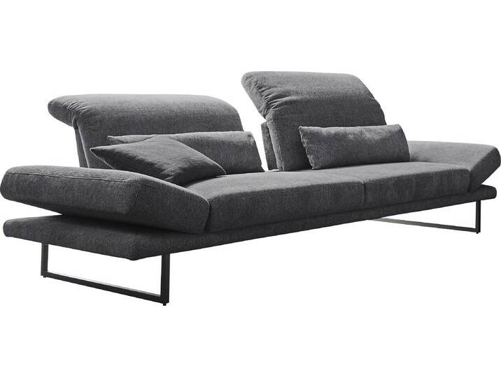 3-Sitzer 3C CANDY Mallow Designsofa mit Komfortfunktionen, modern und bequem , grau (anthrazit), B:258cm H:83cm T:103cm, 100% Polyester, Sofas, Verstellbare Armlehne und Kopfteil, manuelle Sitztiefenverstellung von Candy-Polstermöbel