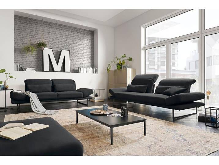 3-Sitzer 3C CANDY Mallow Designsofa mit Komfortfunktionen, modern und bequem , schwarz, B:258cm H:83cm T:103cm, 100% Polyester, Sofas, Verstellbare Armlehne und Kopfteil, manuelle Sitztiefenverstellung von Candy-Polstermöbel